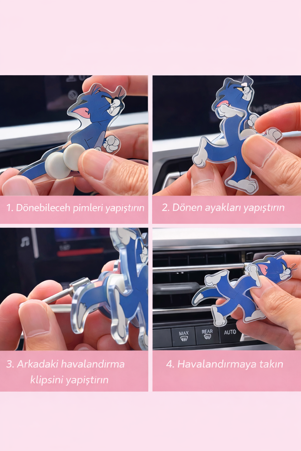 Araba Havalandırma Figürü | Döner Ayaklı Eğlenceli Araç Dekoru